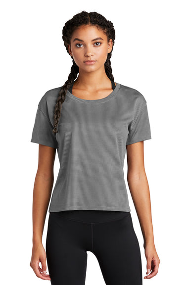 Sport-Tek Womens Draft Crop Short Sleeve Crewneck T-Shirt Dark Grey Front