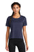 Sport-Tek Womens Draft Crop Short Sleeve Crewneck T-Shirt True Navy Blue Front