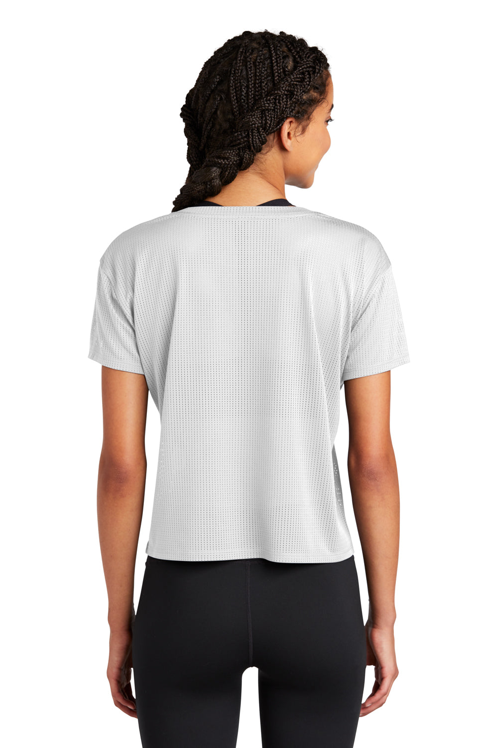 Sport-Tek Womens Draft Crop Short Sleeve Crewneck T-Shirt White Side