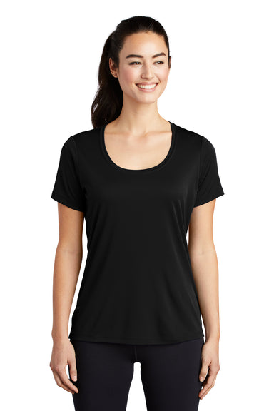 Sport-Tek Womens Short Sleeve Scoop Neck T-Shirt Black Front