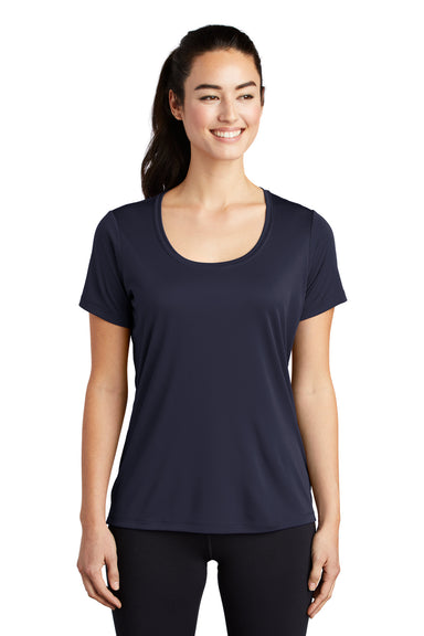 Sport-Tek Womens Short Sleeve Scoop Neck T-Shirt True Navy Blue Front