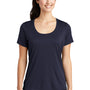 Sport-Tek Womens Moisture Wicking Short Sleeve Scoop Neck T-Shirt - True Navy Blue
