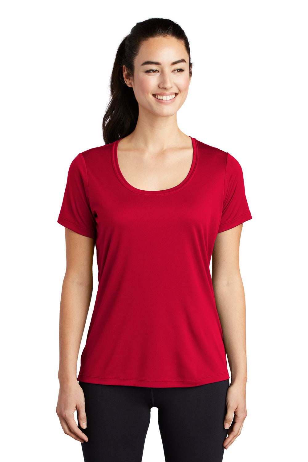 Sport-Tek Womens Short Sleeve Scoop Neck T-Shirt True Red Front