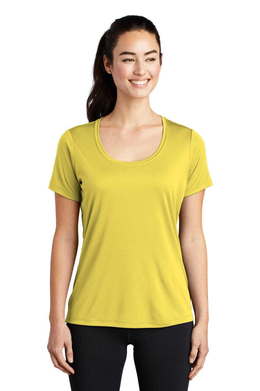 Sport-Tek Womens Short Sleeve Scoop Neck T-Shirt Yellow Front