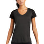 Sport-Tek Womens Endeavor Moisture Wicking Short Sleeve V-Neck T-Shirt - Heather Black/Black