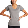Sport-Tek Womens Endeavor Moisture Wicking Short Sleeve V-Neck T-Shirt - Heather Light Grey/Light Grey