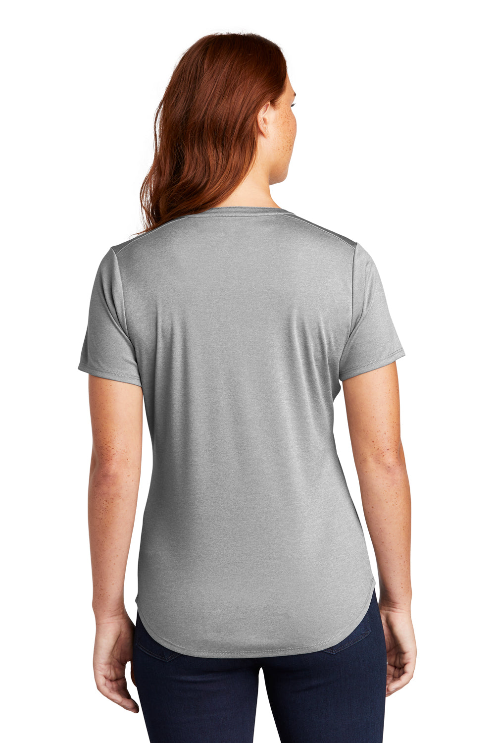 Sport-Tek Womens Endeavor Short Sleeve Polo Shirt Heather Light Grey Side