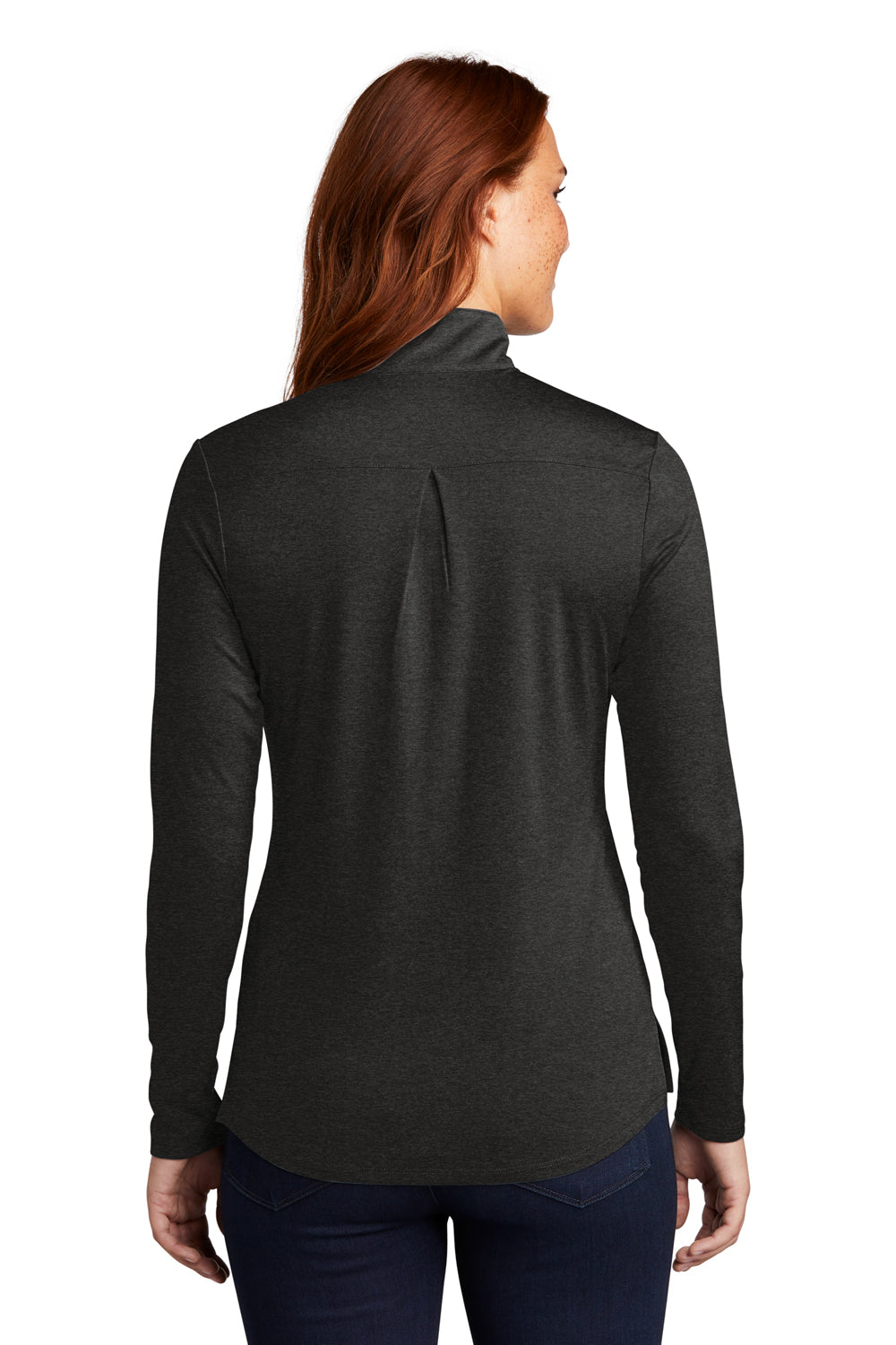 Sport-Tek Womens Endeavor 1/4 Zip Sweatshirt Heather Black Side