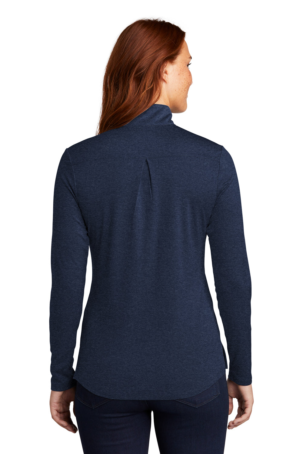 Sport-Tek Womens Endeavor 1/4 Zip Sweatshirt Heather Dark Royal Blue Side