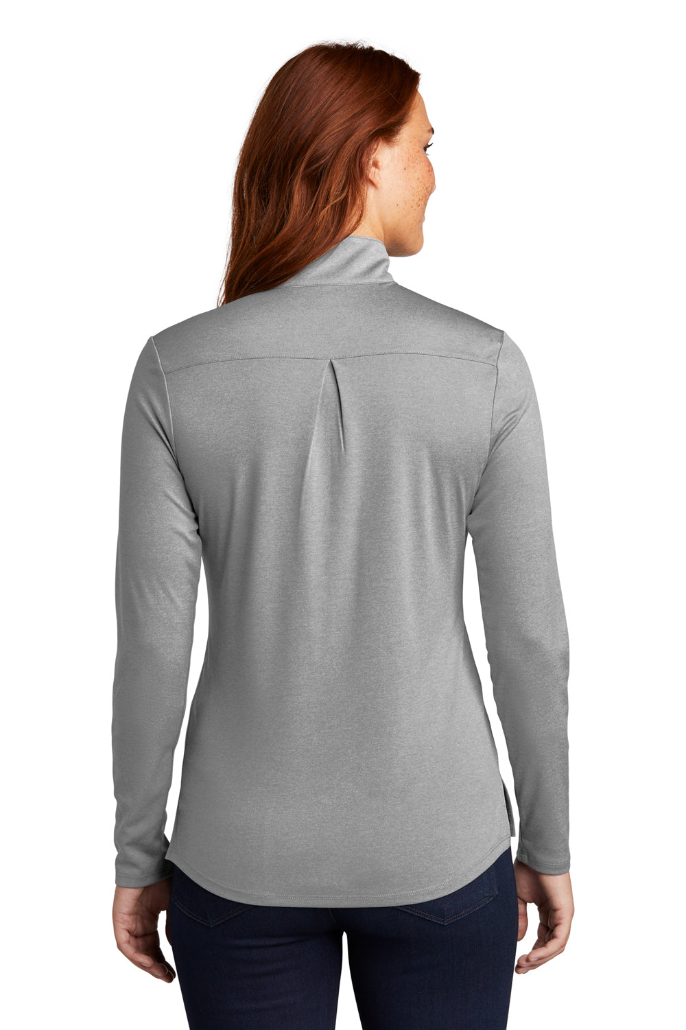 Sport-Tek Womens Endeavor 1/4 Zip Sweatshirt Heather Light Grey Side