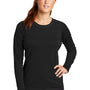Sport-Tek Womens Rashguard Moisture Wicking Long Sleeve Crewneck T-Shirt - Black