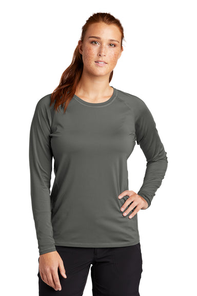Sport-Tek Womens Rashguard Long Sleeve Crewneck T-Shirt Dark Smoke Grey Front