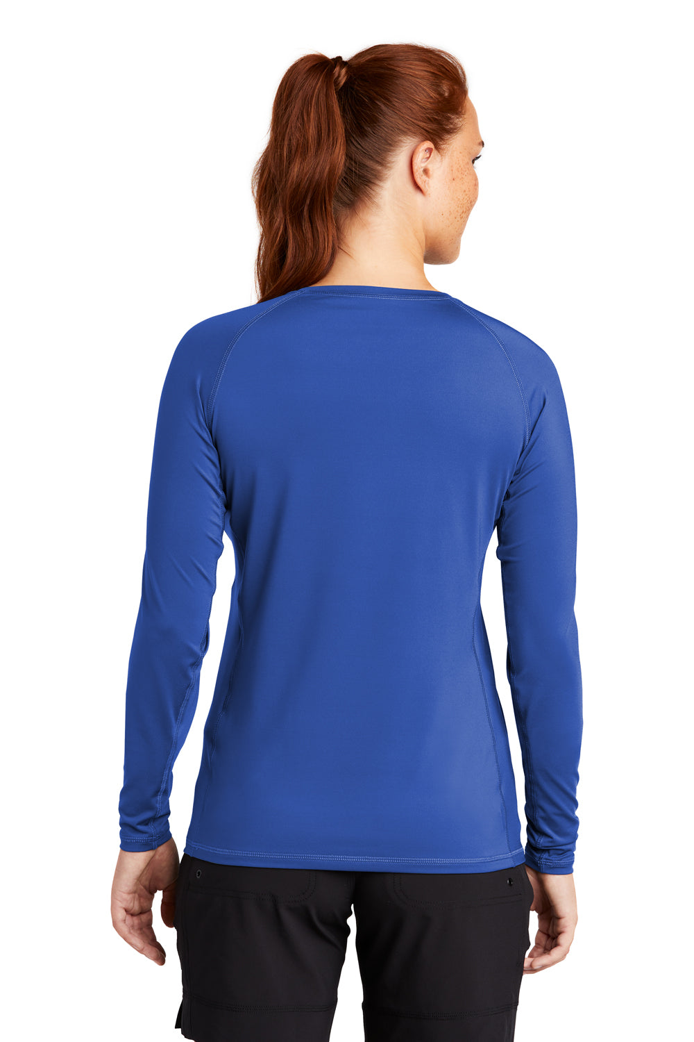 Sport-Tek Womens Rashguard Long Sleeve Crewneck T-Shirt True Royal Blue Side