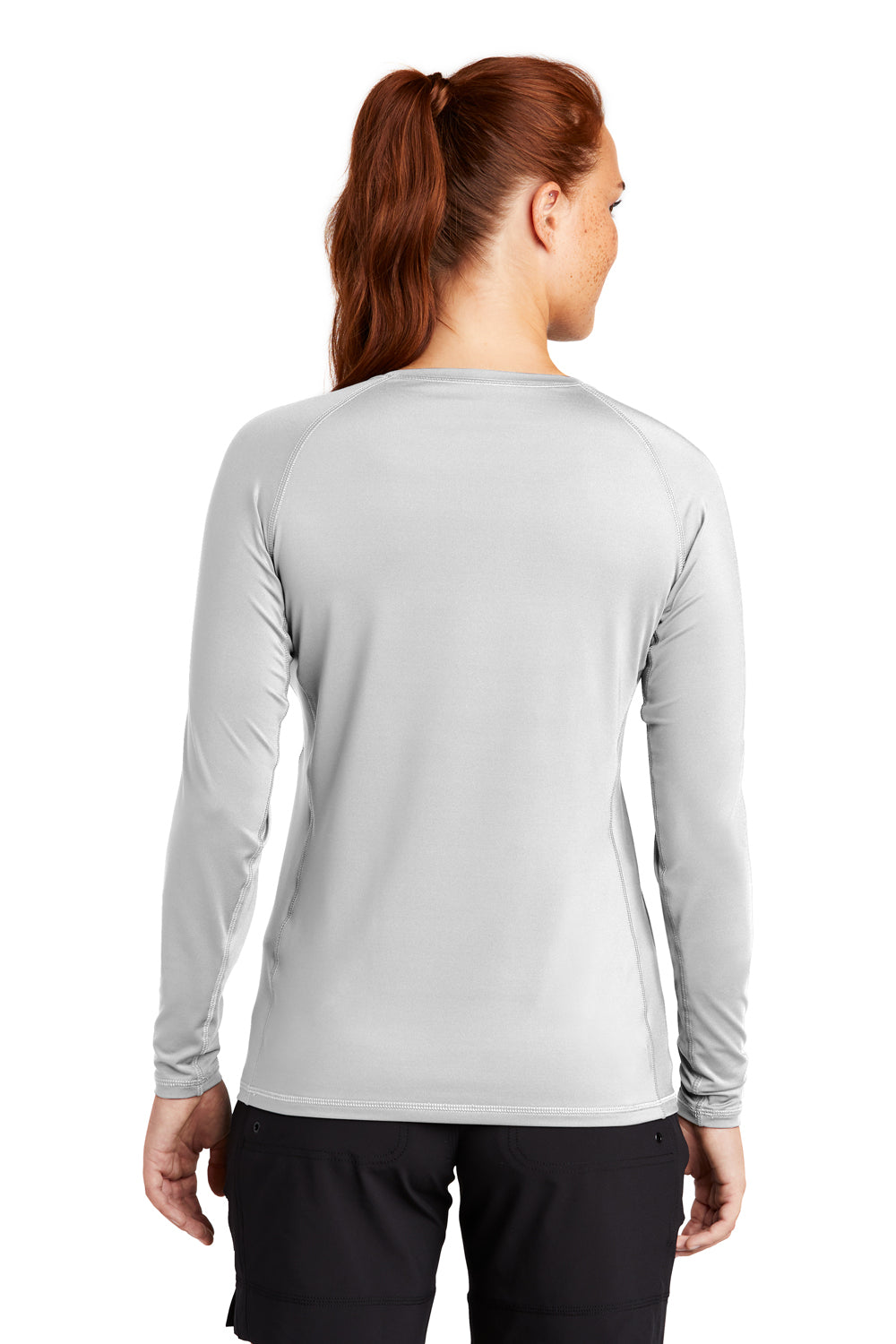 Sport-Tek Womens Rashguard Long Sleeve Crewneck T-Shirt White Side