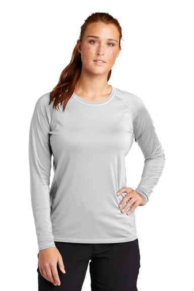 Sport-Tek Womens Rashguard Long Sleeve Crewneck T-Shirt White Front