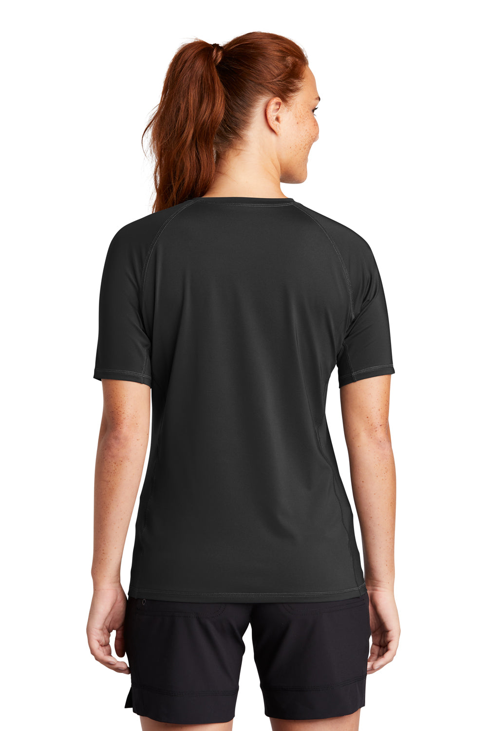 Sport-Tek Womens Rashguard Short Sleeve Crewneck T-Shirt Black Side