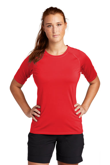 Sport-Tek Womens Rashguard Short Sleeve Crewneck T-Shirt True Red Front