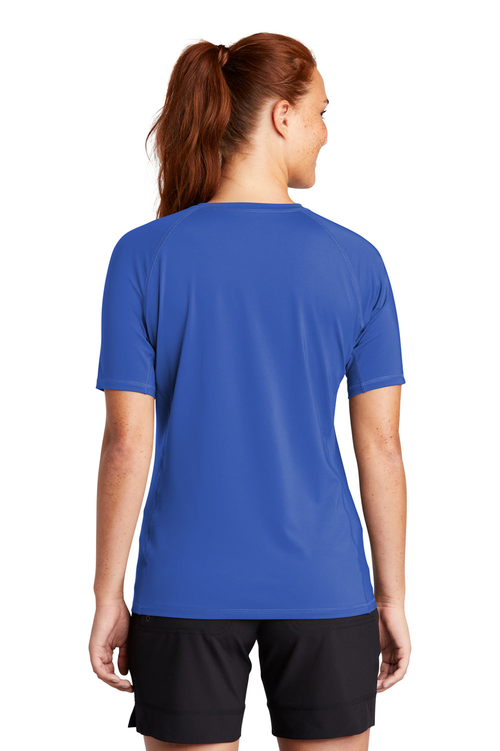 Sport-Tek Womens Rashguard Short Sleeve Crewneck T-Shirt True Royal Blue Side