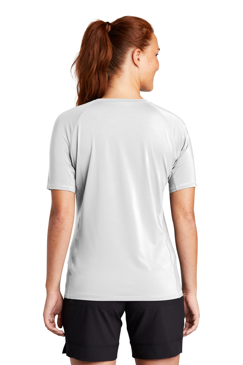 Sport-Tek Womens Rashguard Short Sleeve Crewneck T-Shirt White Side