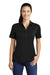 Sport-Tek Womens Short Sleeve Polo Shirt Black Front