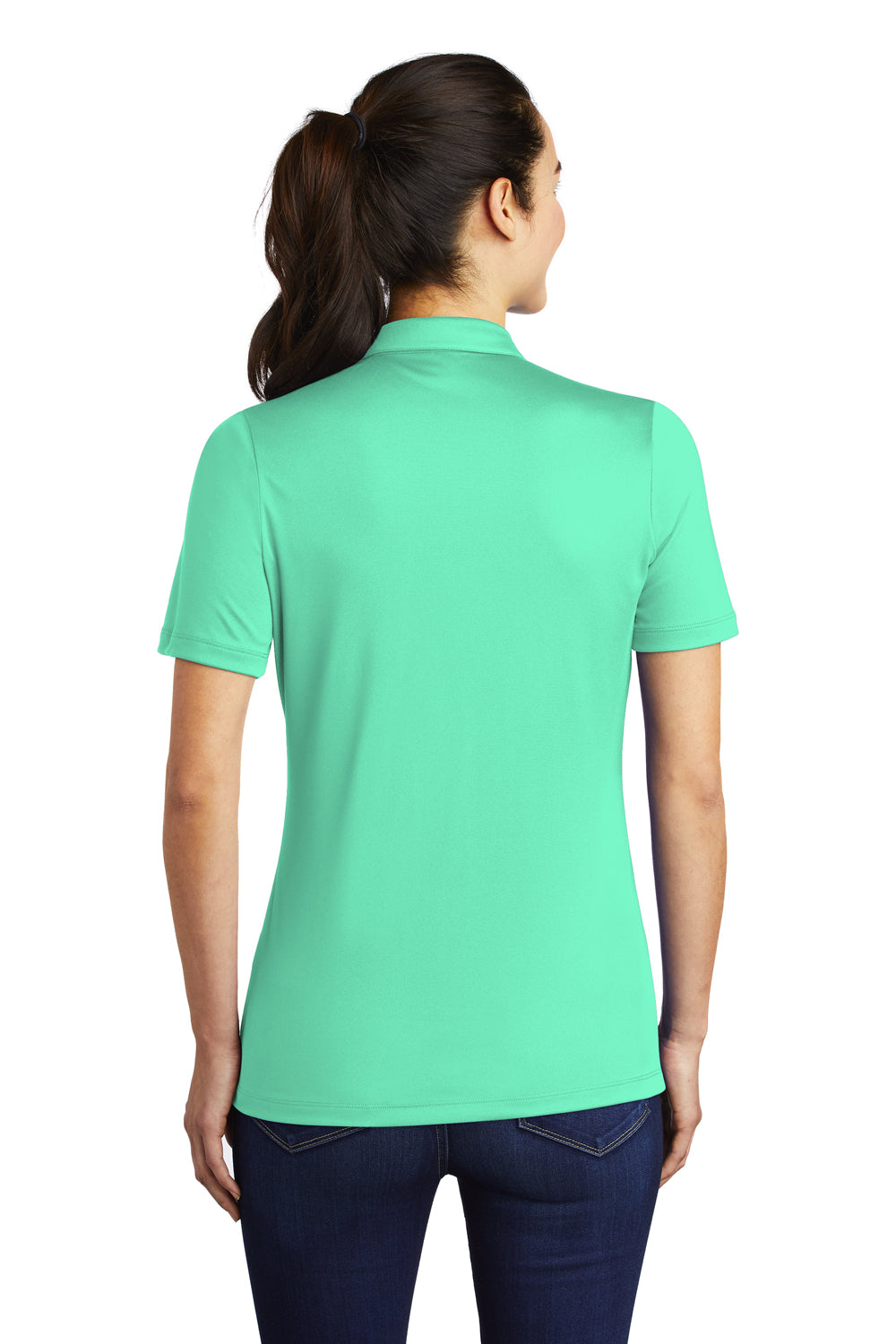 Sport-Tek Womens Short Sleeve Polo Shirt Bright Seafoam Green Side