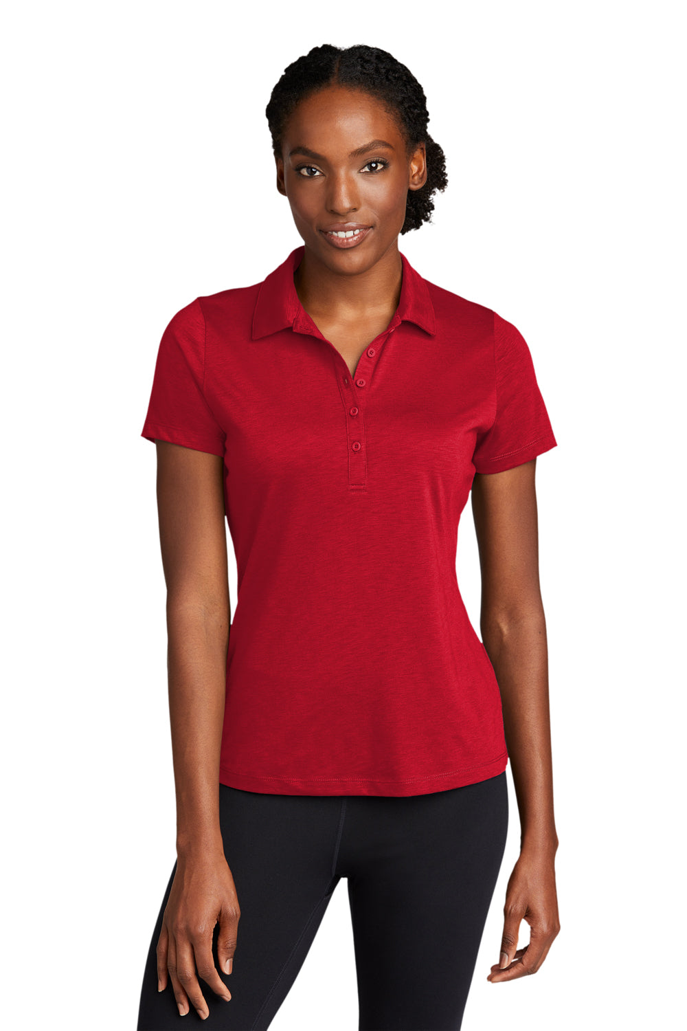 Sport-Tek Womens Strive Short Sleeve Polo Shirt Deep Red Front