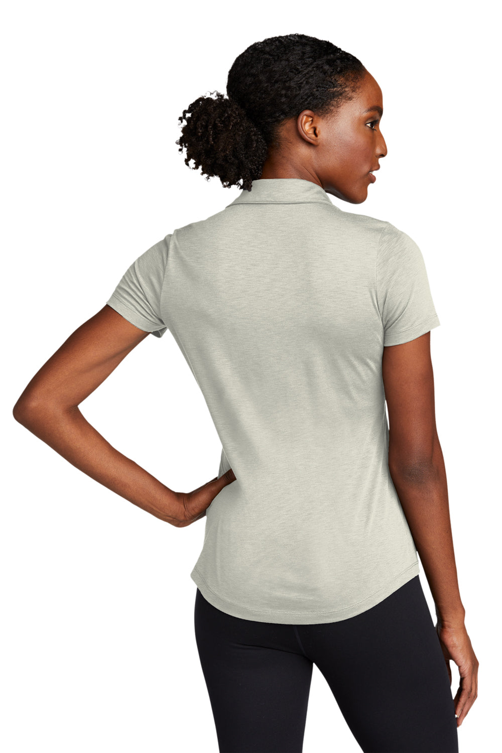 Sport-Tek Womens Strive Short Sleeve Polo Shirt Silver Grey Side