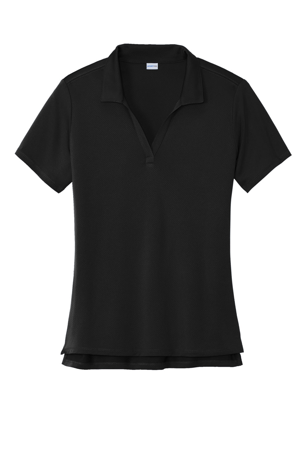 Sport-Tek Womens Sideline Short Sleeve Polo Shirt Black Flat Front