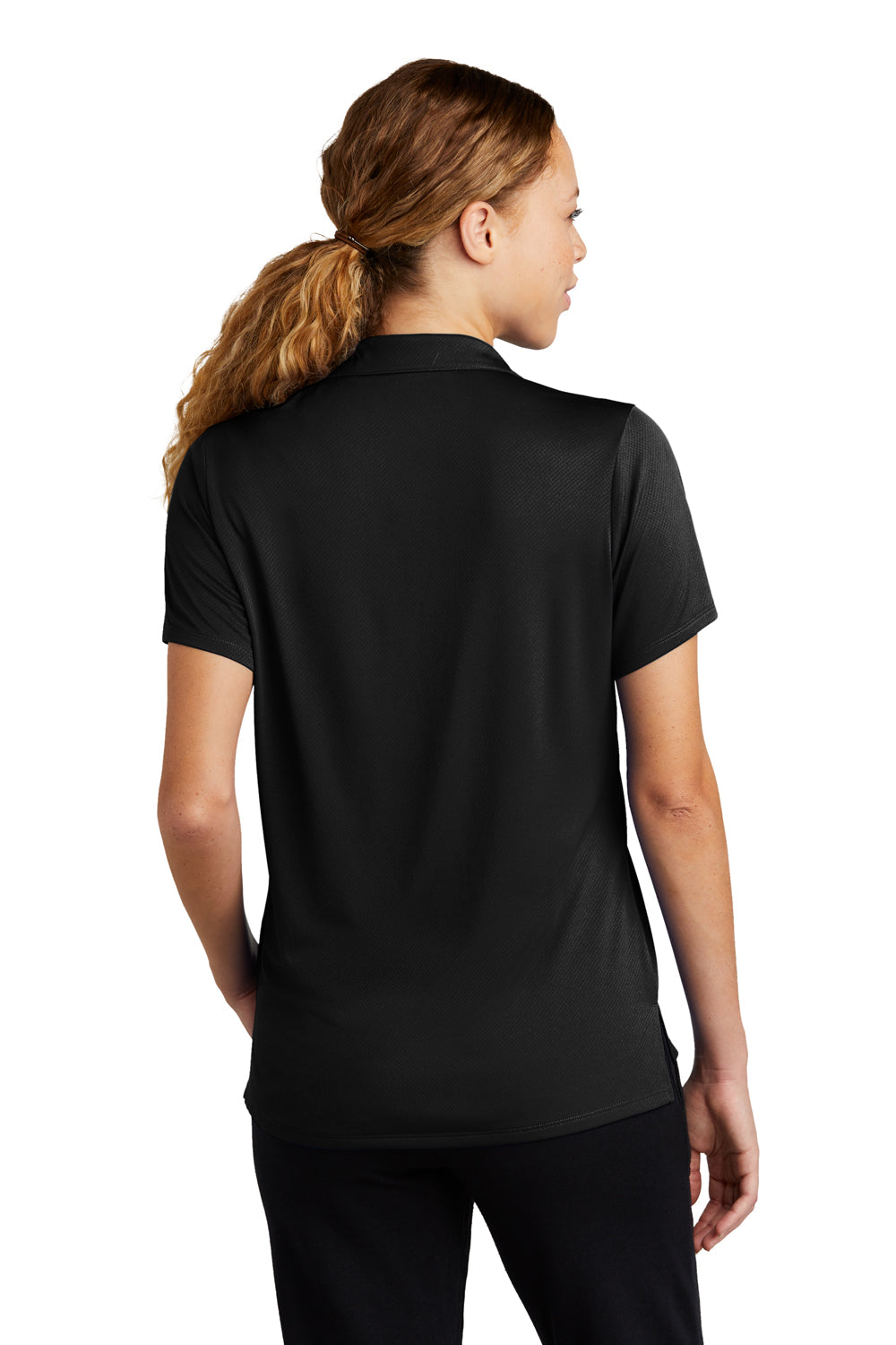 Sport-Tek Womens Sideline Short Sleeve Polo Shirt Black Back