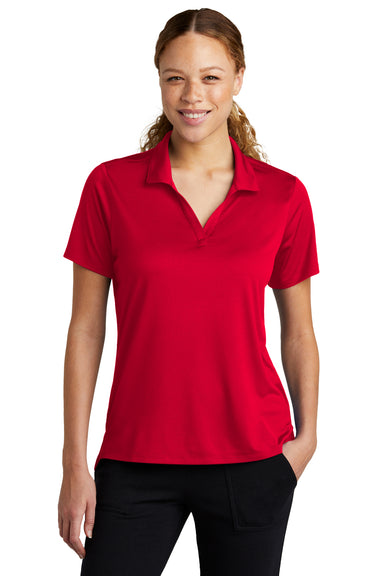 Sport-Tek Womens Sideline Short Sleeve Polo Shirt Deep Red Front
