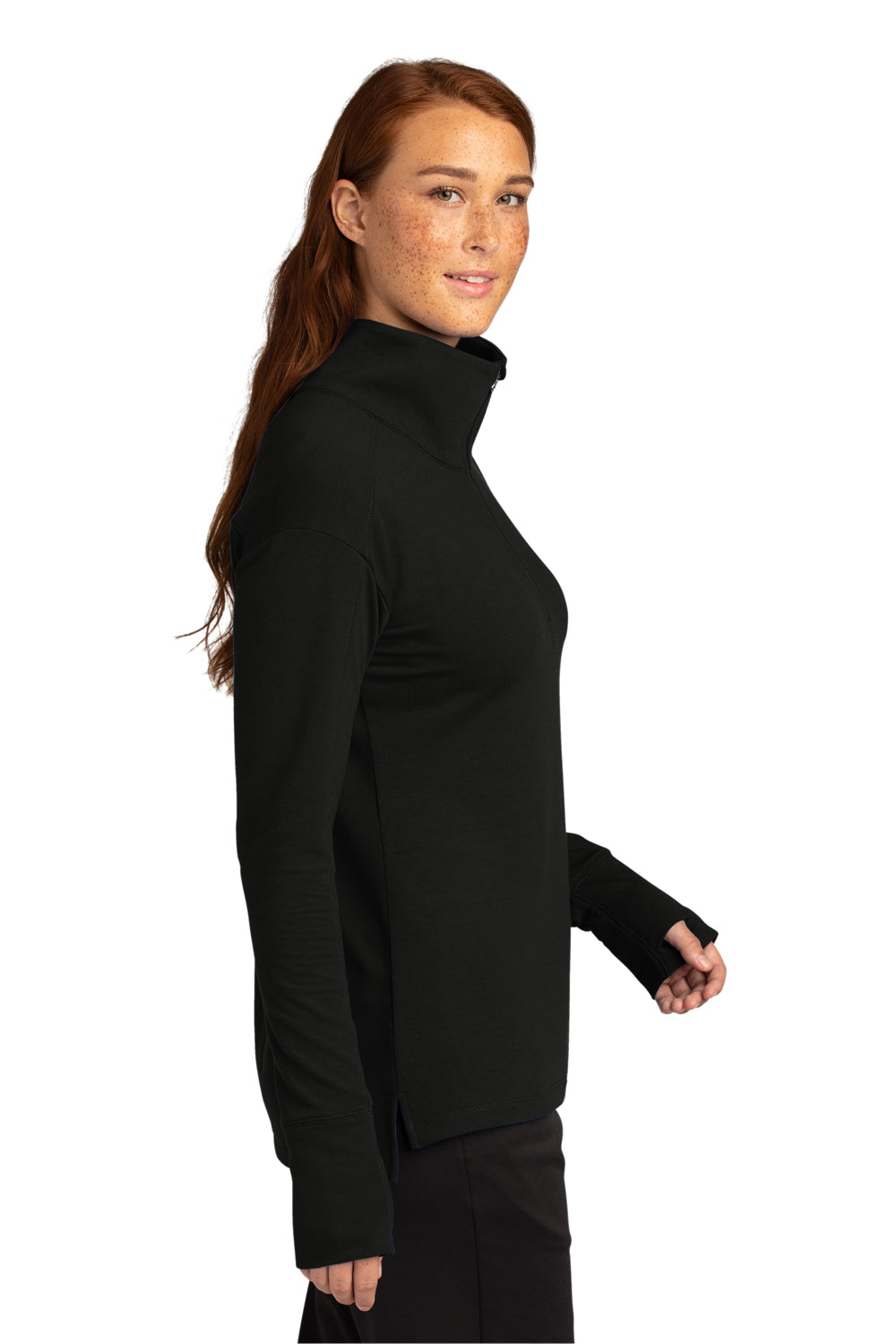 Sport-Tek Womens Flex Fleece 1/4 Zip Sweatshirt Black Side