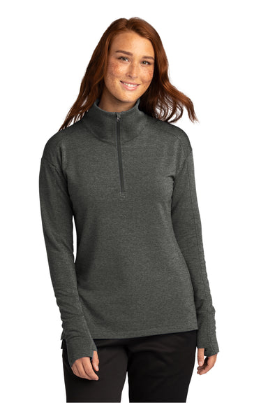 Sport-Tek Womens Flex Fleece 1/4 Zip Sweatshirt Heather Dark Grey Front