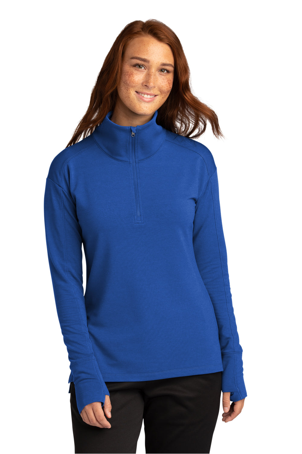 Sport-Tek Womens Flex Fleece 1/4 Zip Sweatshirt True Royal Blue Front