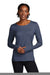 Sport-Tek Womens Exchange 1.5 Long Sleeve Crewneck T-Shirt Heather Dark Denim Blue Front