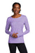 Sport-Tek Womens Exchange 1.5 Long Sleeve Crewneck T-Shirt Heather Hyacinth Purple Front