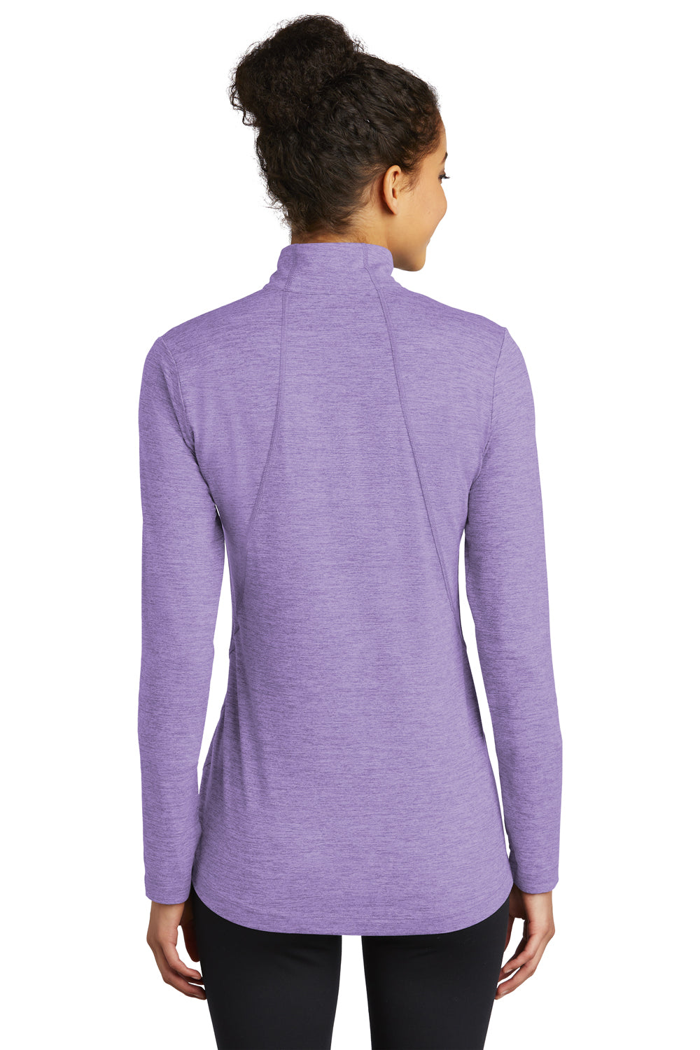 Sport-Tek Womens Exchange 1.5 Long Sleeve 1/4 Zip T-Shirt Heather Hyacinth Purple Side