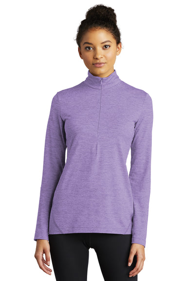 Sport-Tek Womens Exchange 1.5 Long Sleeve 1/4 Zip T-Shirt Heather Hyacinth Purple Front