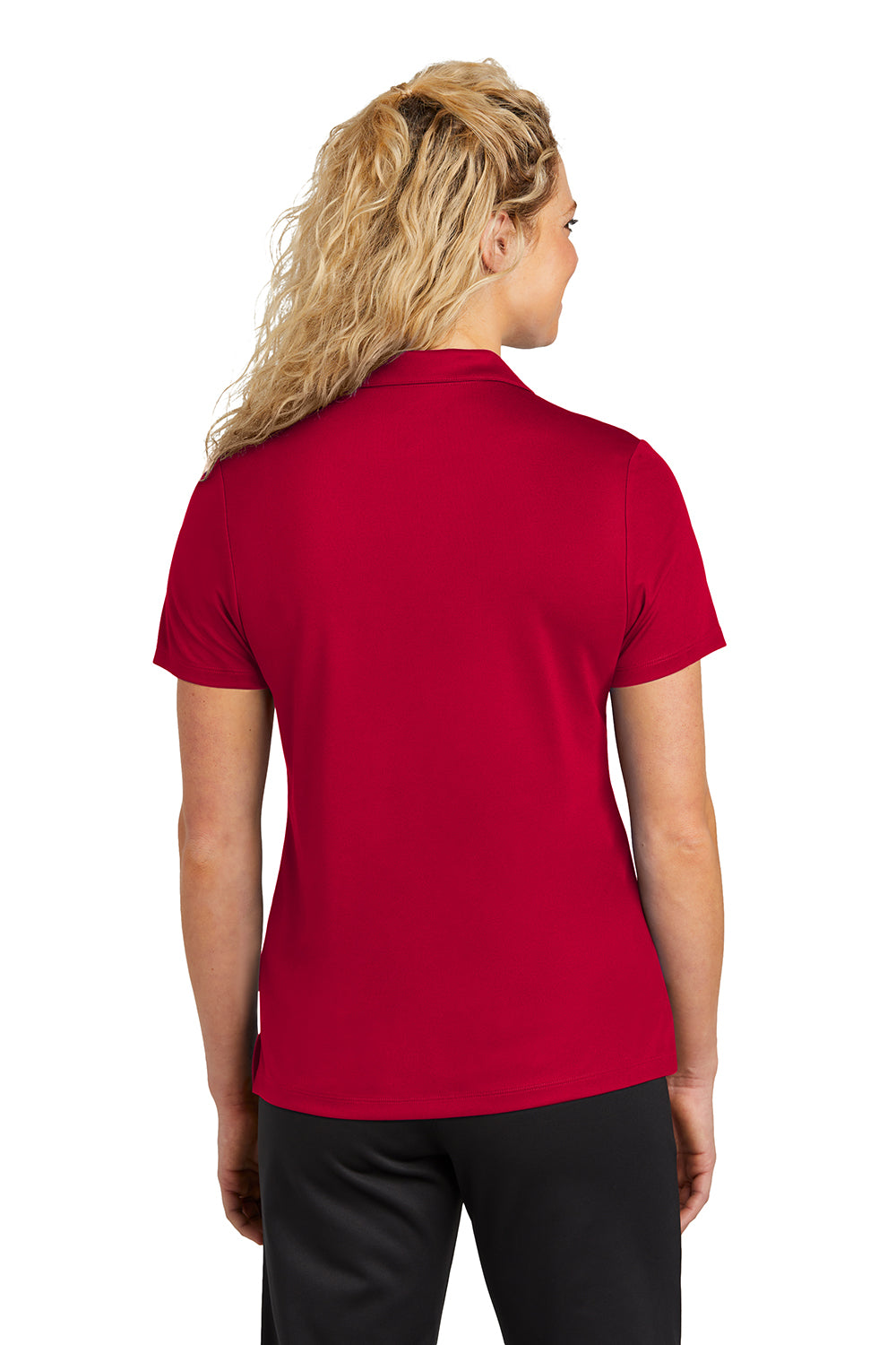 Sport-Tek LST740 Womens UV Micropique Short Sleeve Polo Shirt Deep Red Back
