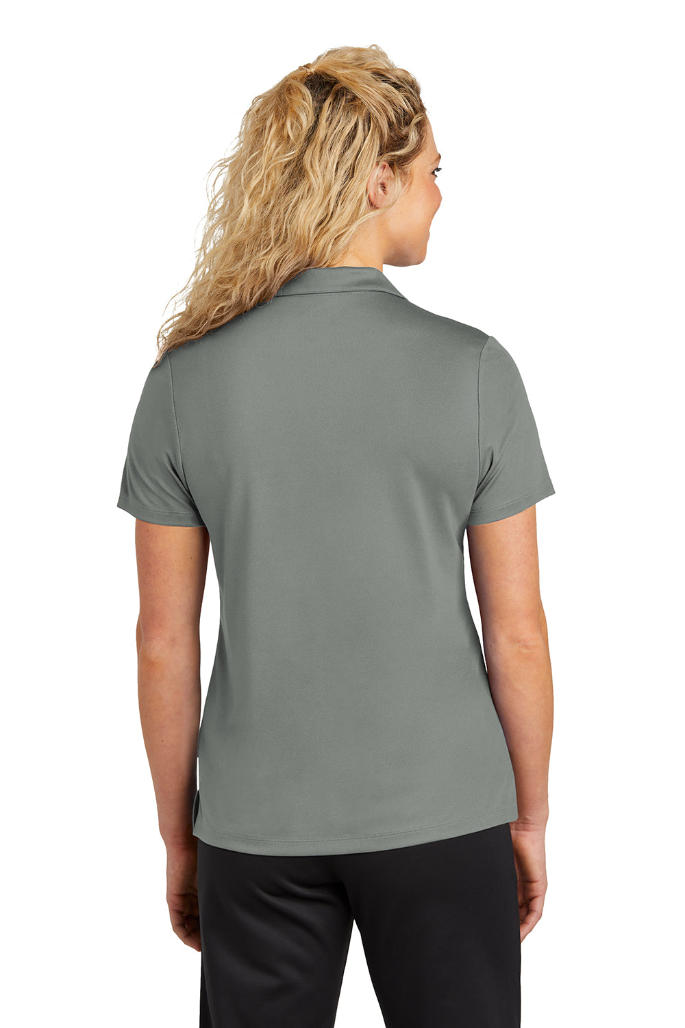 Sport-Tek LST740 Womens UV Micropique Short Sleeve Polo Shirt Concrete Grey Back