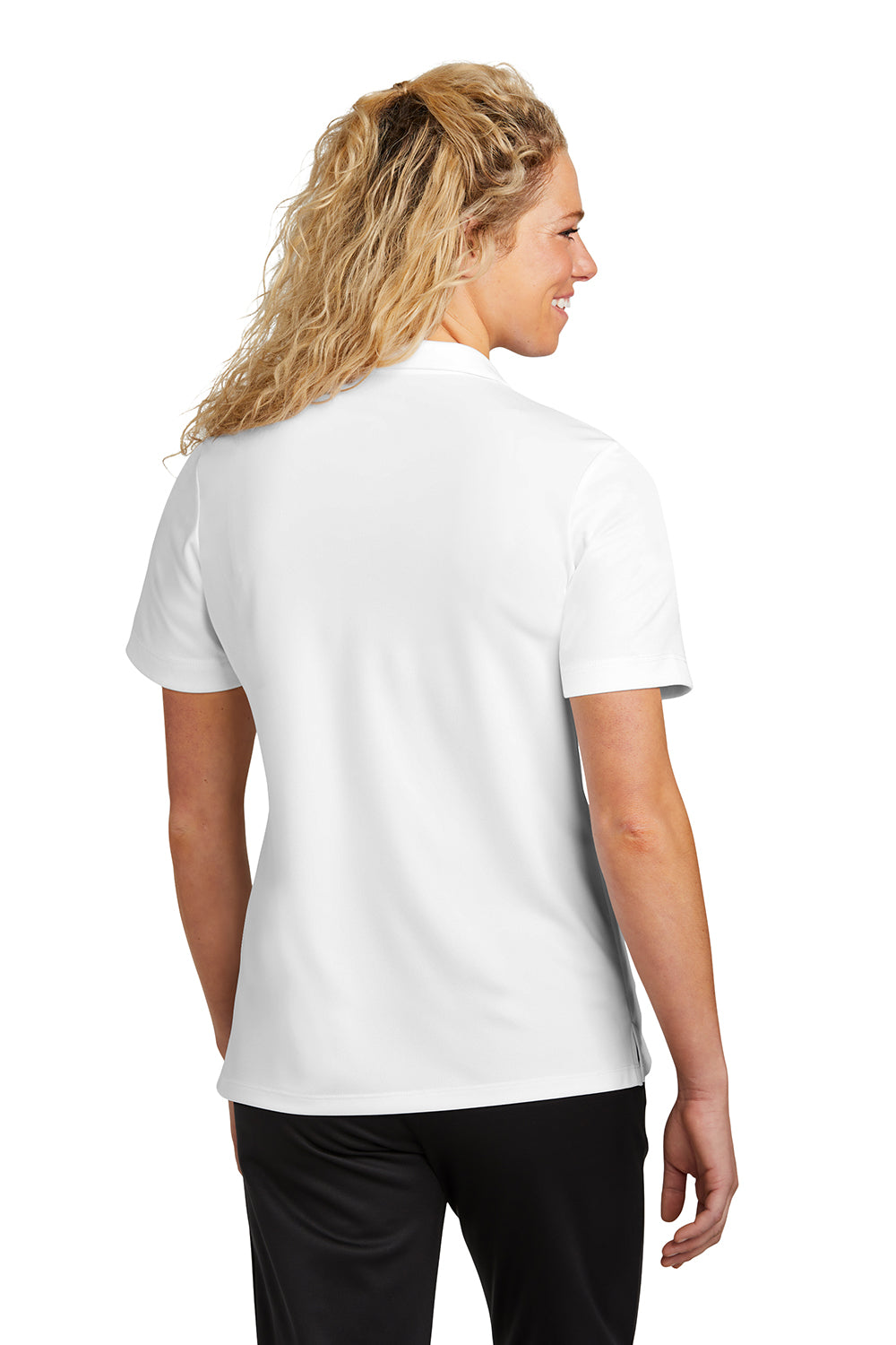 Sport-Tek LST740 Womens UV Micropique Short Sleeve Polo Shirt White Back