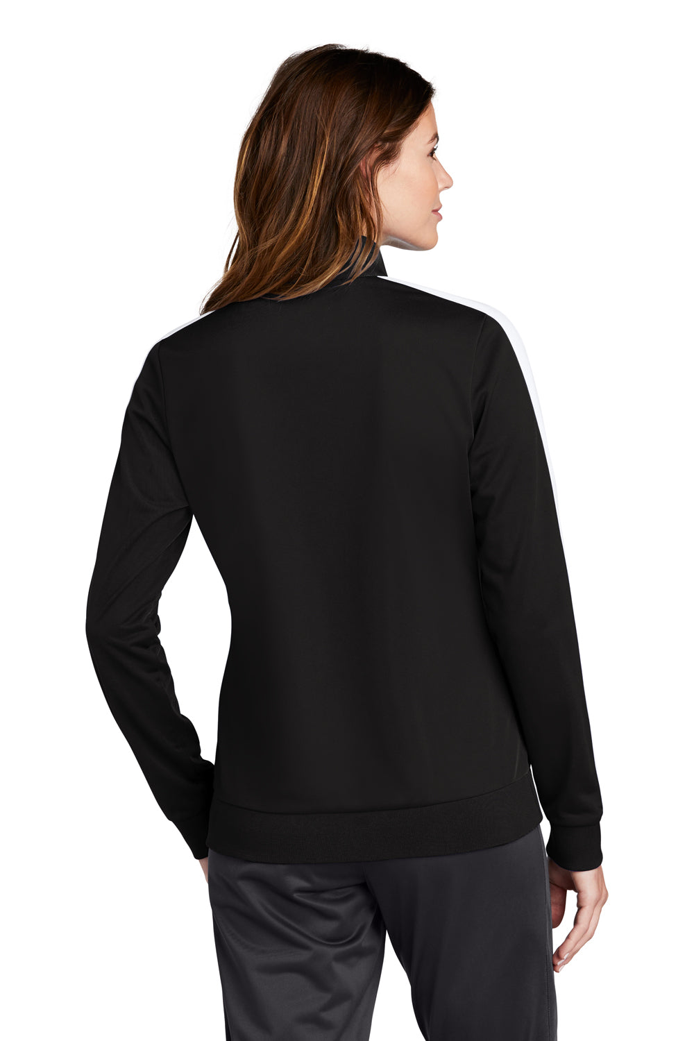 Sport-Tek Womens Full Zip Track Jacket Black/White Side