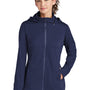 Sport-Tek Womens Wind & Water Resistant Full Zip Soft Shell Hooded Jacket - True Navy Blue