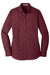 Port Authority LW100 Womens Carefree Stain Resistant Long Sleeve Button Down Shirt Burgundy Flat Front