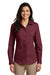 Port Authority LW100 Womens Carefree Stain Resistant Long Sleeve Button Down Shirt Burgundy Front