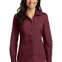 Port Authority Womens Carefree Stain Resistant Long Sleeve Button Down Shirt - Burgundy