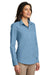 Port Authority LW100 Womens Carefree Stain Resistant Long Sleeve Button Down Shirt Carolina Blue 3Q