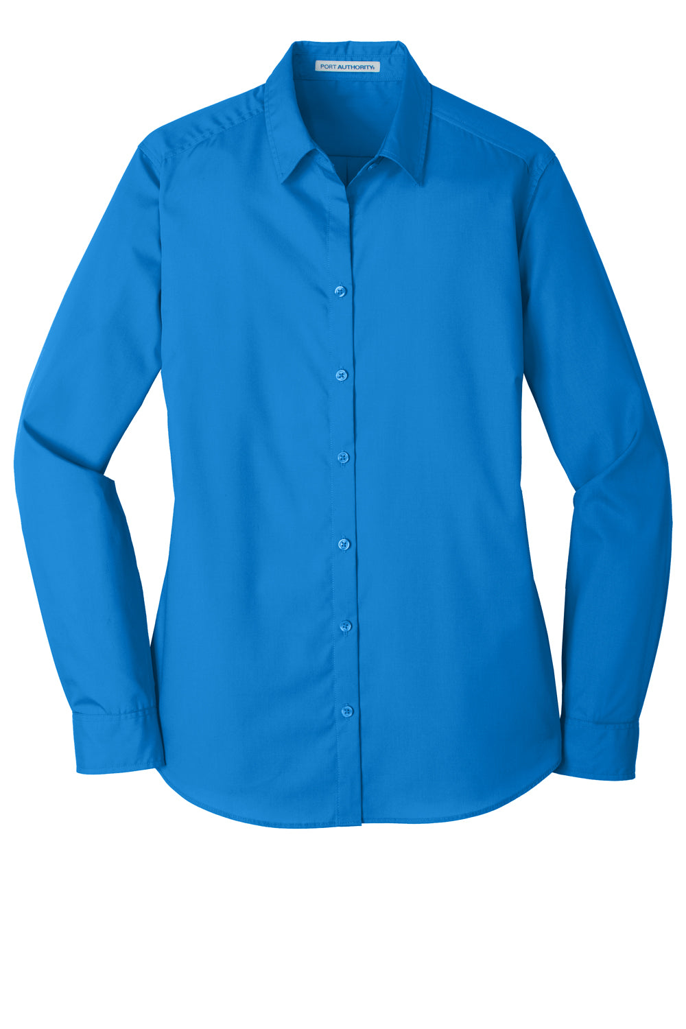 Port Authority LW100 Womens Carefree Stain Resistant Long Sleeve Button Down Shirt Coastal Blue Flat Front