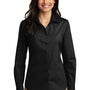 Port Authority Womens Carefree Stain Resistant Long Sleeve Button Down Shirt - Deep Black