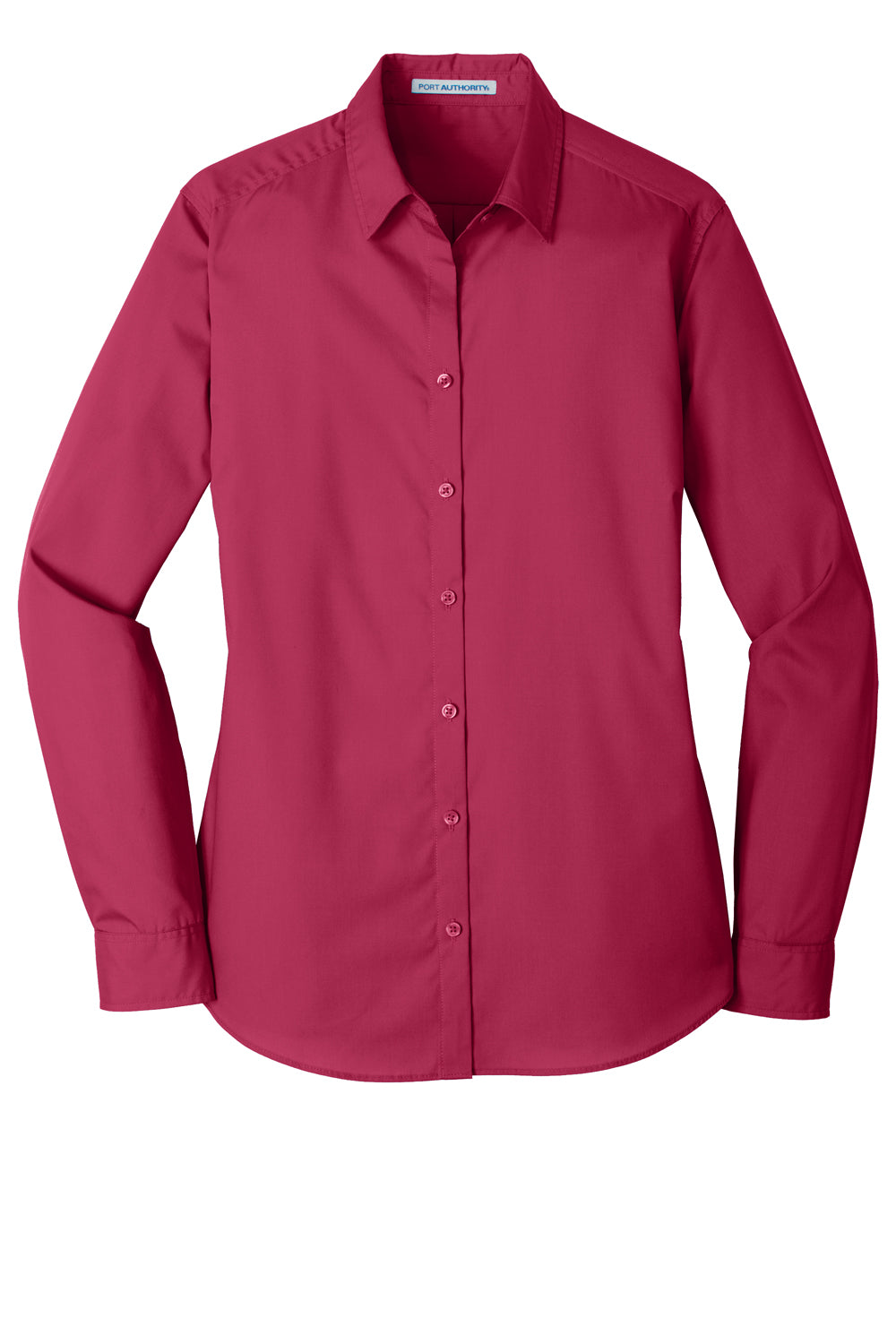 Port Authority LW100 Womens Carefree Stain Resistant Long Sleeve Button Down Shirt Azalea Pink Flat Front