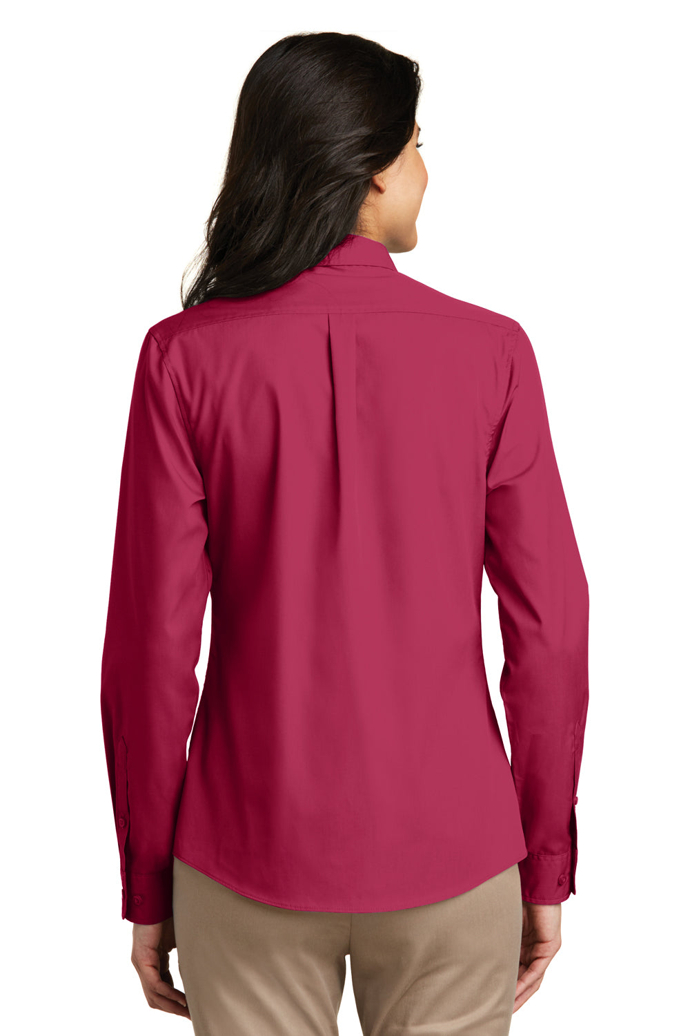 Port Authority LW100 Womens Carefree Stain Resistant Long Sleeve Button Down Shirt Azalea Pink Back